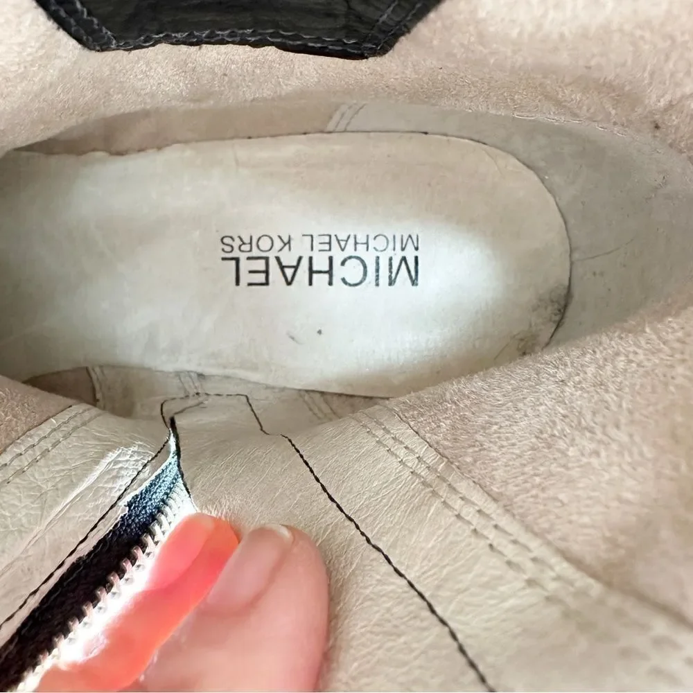 Michael Kors Chunky Heel Moto Boot Black Silver Buckles Lug Sole Sz‎ 7.5 - Picture 13 of 14